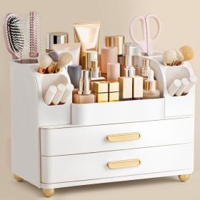 Makeup Organizer for Vanity with Brush Holder, Large Bathroom Countertop Cosmetic Organizer Skin Care Storage, Easy to Store Lipsticks, Nail Poli