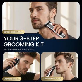Beard Trimmer Kit, Men's Electric Shaver Razor for Mustache Body Nose Facial Hair, Professional Hair Trimmer, Rechargeable Clippers
