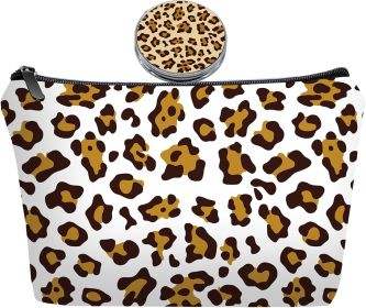 Personalized leopard print Travel Makeup Cosmetic Bag set with Mirror for women girls