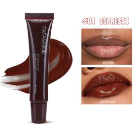 Glossy Lip Glaze Waterproof Long Lasting Lip Gloss Glossy Mirror Tea Red Liquid Lipstick Doodle Lip Korean Makeup (Option: 04 ESPRESSO-10ml-1pc)